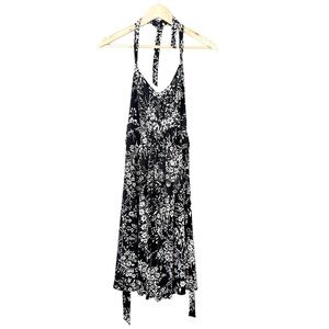 White House Black Market Black and White Floral Midi Dress Size 14
